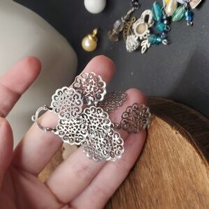 Afghan medallion dangle pendant lace openwork